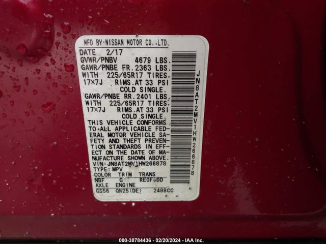 Nissan ROGUE S 2017 JN8AT2MV1HW266878 Image 9