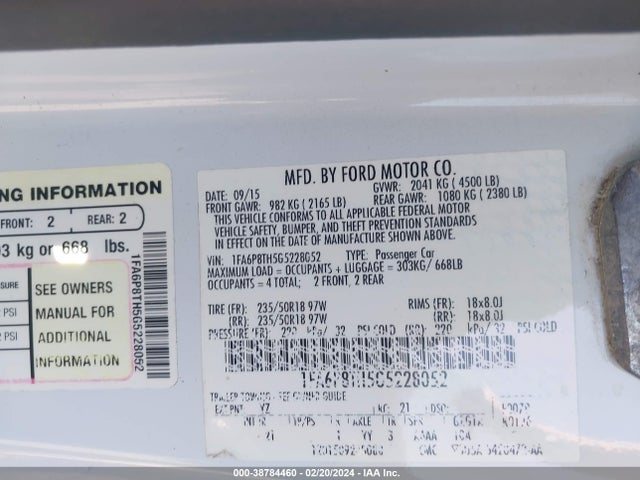 Ford Mustang Ecoboost 2016 1FA6P8TH5G5228052 Image 9