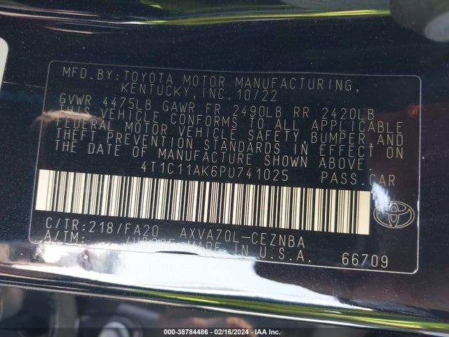 Toyota CAMRY LE 2023 4T1C11AK6PU741025 Image 9