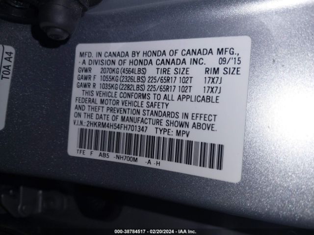2HKRM4H54FH701347 Honda CR-V EX