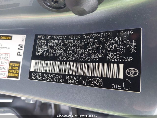 Toyota COROLLA SE 2020 JTDS4RCE1LJ042779 Image 9