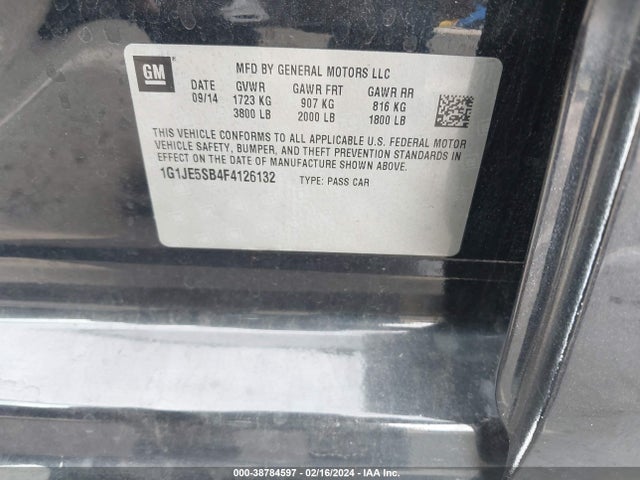 Chevrolet Sonic Ltz Auto 2015 1G1JE5SB4F4126132 Image 9