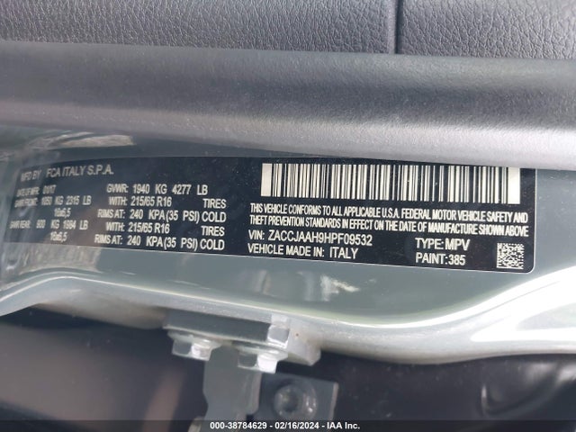 ZACCJAAH9HPF09532 Jeep Renegade Sport Fwd