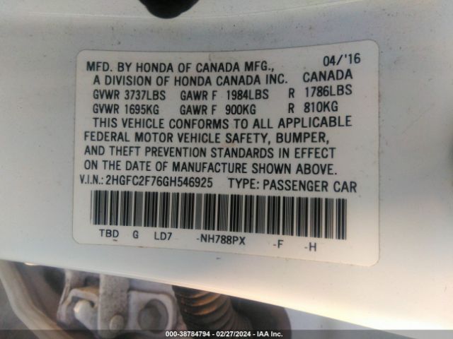 2HGFC2F76GH546925 Honda CIVIC EX