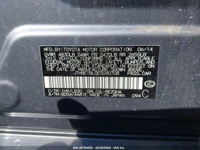JTHBE1BL0E5040708 Lexus GS 350