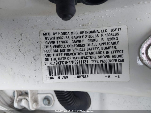 Honda Civic Ex-l 2017 19XFC1F77HE211131 Image 9