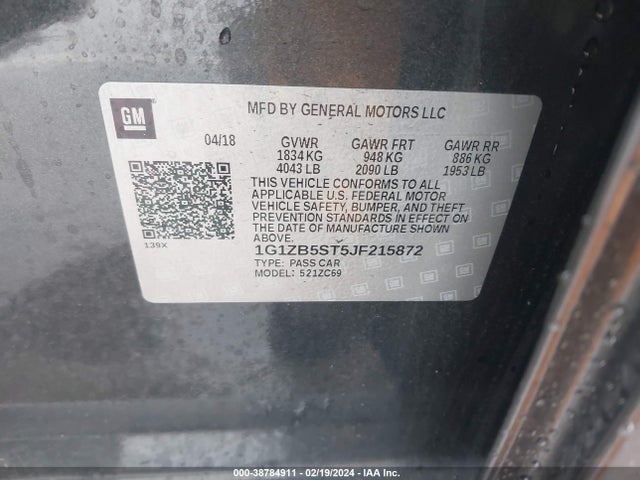 Chevrolet Malibu 1ls 2018 1G1ZB5ST5JF215872 Image 9