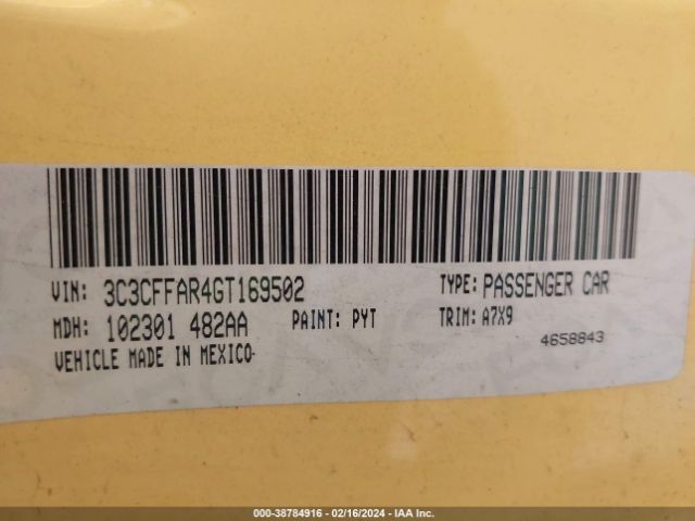 3C3CFFAR4GT169502 Fiat 500 POP