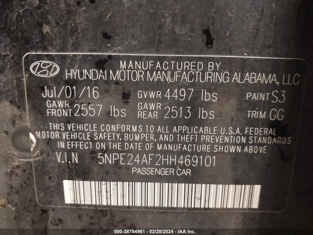 2017 HYUNDAI SONATA SE VIN: 5NPE24AF2HH469101