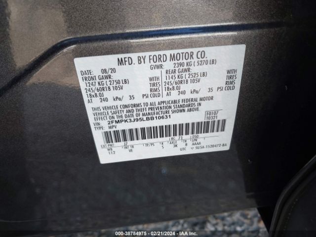 2FMPK3J95LBB10631 Ford EDGE SEL