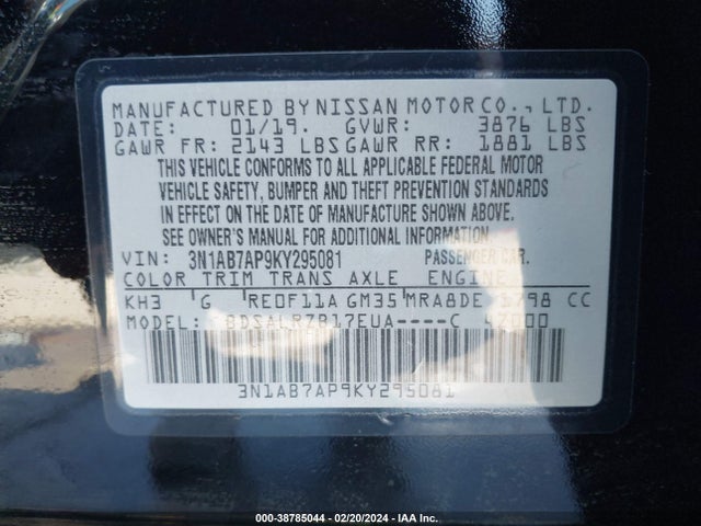 Nissan SENTRA SR 2019 3N1AB7AP9KY295081 Image 9