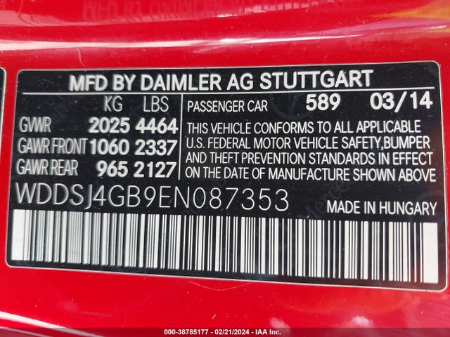 WDDSJ4GB9EN087353 Mercedes-Benz CLA 250 4MATIC