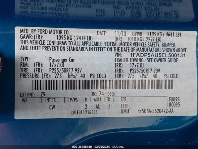 1FADP5AU5EL500131 Ford C-max Hybrid Se