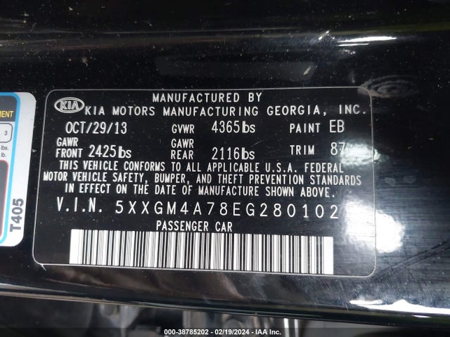 KIA Optima Lx 2014 5XXGM4A78EG280102 Image 9