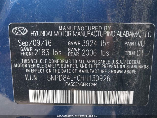 5NPD84LF0HH130926 Hyundai Elantra Value Edition