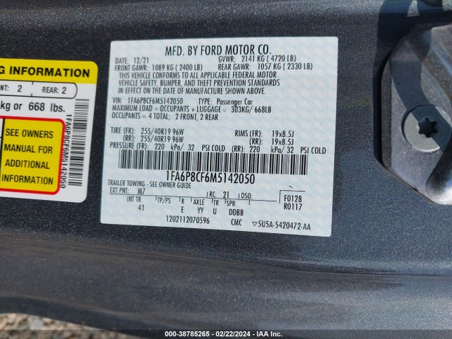 Ford Mustang Gt Premium Fastback 2021 1FA6P8CF6M5142050 Image 9