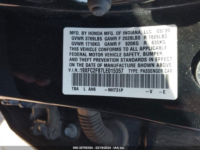 Honda Civic Sport 2020 19XFC2F87LE015357 Image 9