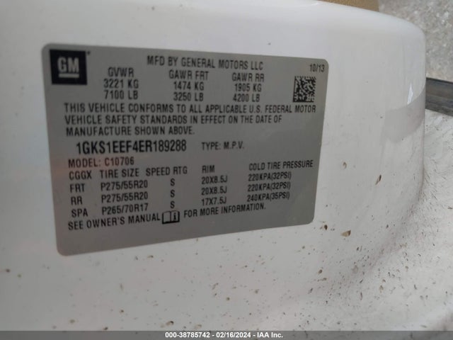 GMC YUKON DENALI 2014 1GKS1EEF4ER189288 Image 9