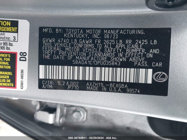 Lexus ES 300H 2023 58ADA1C13PU035843 Image 9