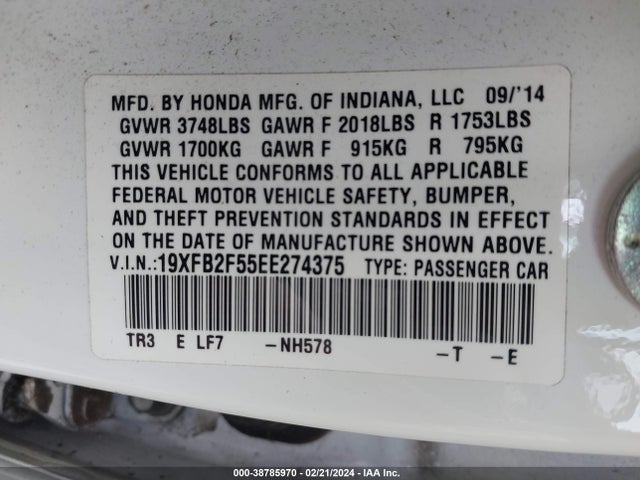Honda Civic Lx 2014 19XFB2F55EE274375 Image 9