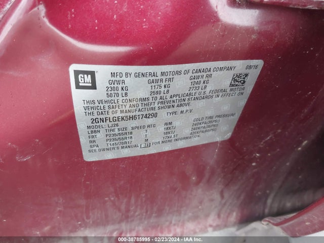 Chevrolet Equinox Premier 2017 2GNFLGEK5H6174290 Image 9