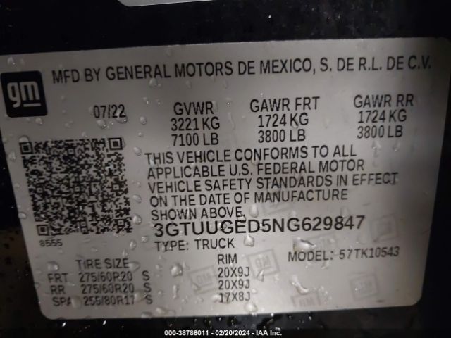 3GTUUGED5NG629847 GMC Sierra 1500 4wd  Short Box Denali
