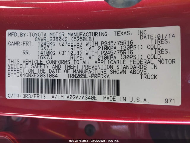 Toyota Tacoma Prerunner 2014 5TFJX4GNXEX031084 Image 9
