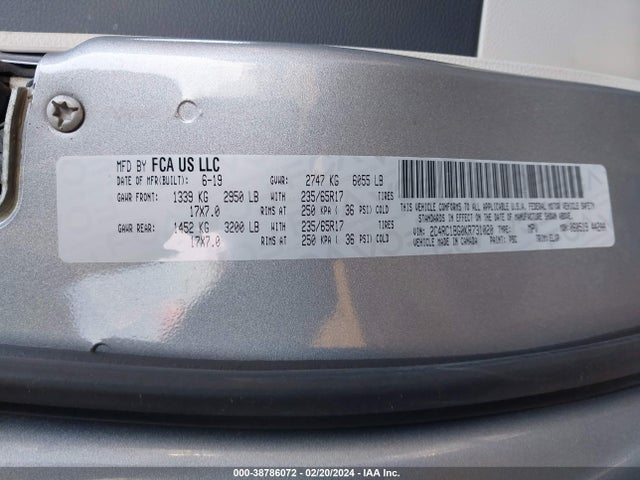 2C4RC1BG0KR731020 Chrysler Pacifica Touring L