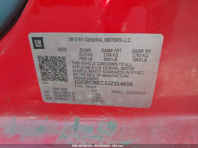 Chevrolet Silverado 1500 1lt 2018 1GCRCREC2JZ314655 Image 9