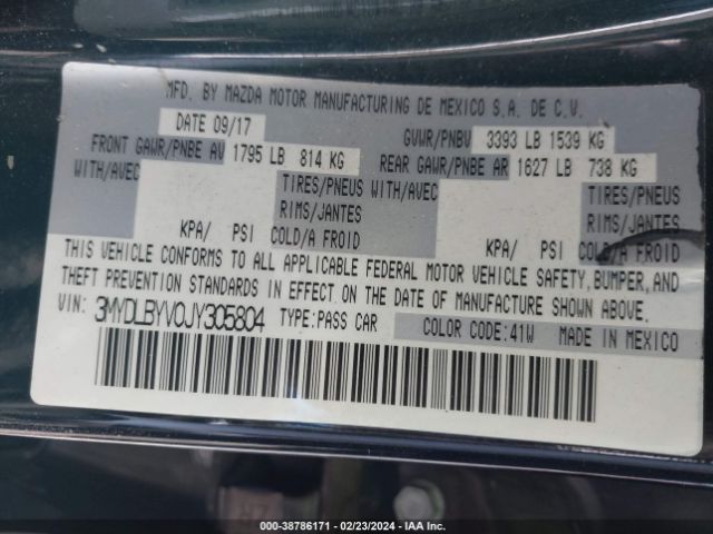 3MYDLBYV0JY305804 Toyota YARIS IA