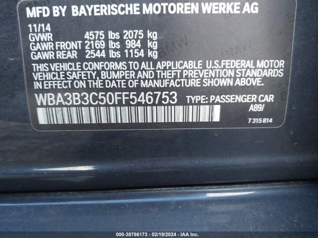 BMW 328i Xdrive 2015 WBA3B3C50FF546753 Image 9