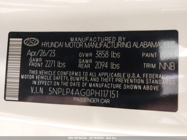 Hyundai Elantra Limited 2023 5NPLP4AG0PH117151 Image 9