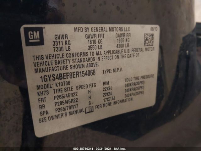 1GYS4BEF8ER154068 Cadillac Escalade Luxury