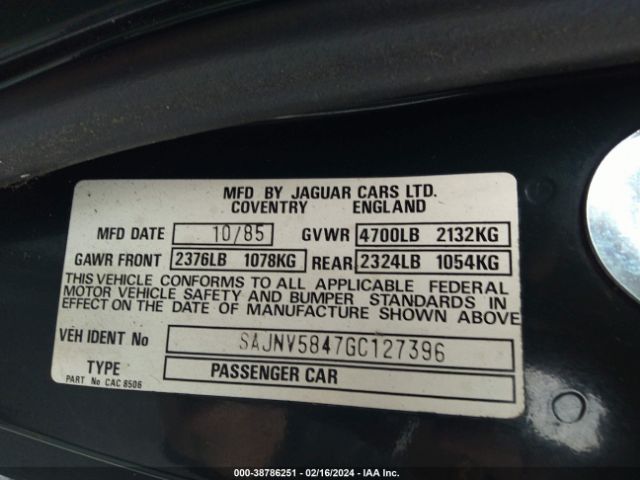 1986 JAGUAR XJS SAJNV5847GC127396 Photo 8