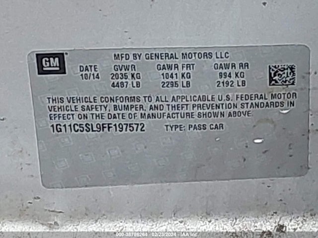 Chevrolet MALIBU 1LT 2015 1G11C5SL9FF197572 Image 9