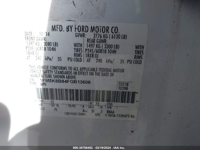 Ford Explorer 2015 1FM5K8B84FGB13608 Image 9