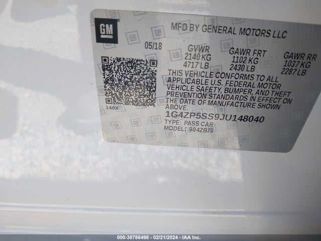 Buick Lacrosse Essence 2018 1G4ZP5SS9JU148040 Image 9