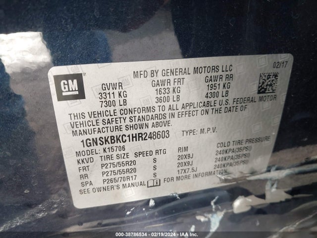 Chevrolet Tahoe Lt 2017 1GNSKBKC1HR248603 Image 9