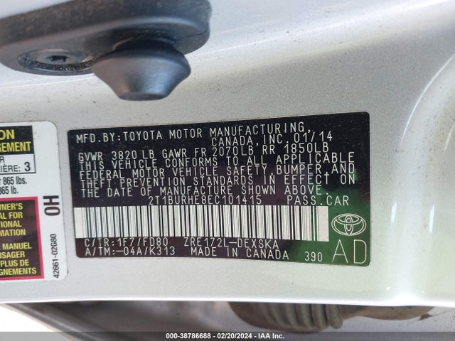 Toyota Corolla S Plus 2014 2T1BURHE8EC101415 Image 9