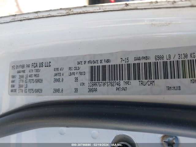 RAM 1500 Slt 2015 1C6RR7GT0FS782746 Image 9