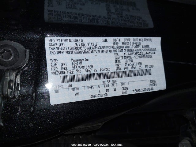 Ford FOCUS SE 2014 1FADP3F22EL441504 Image 9