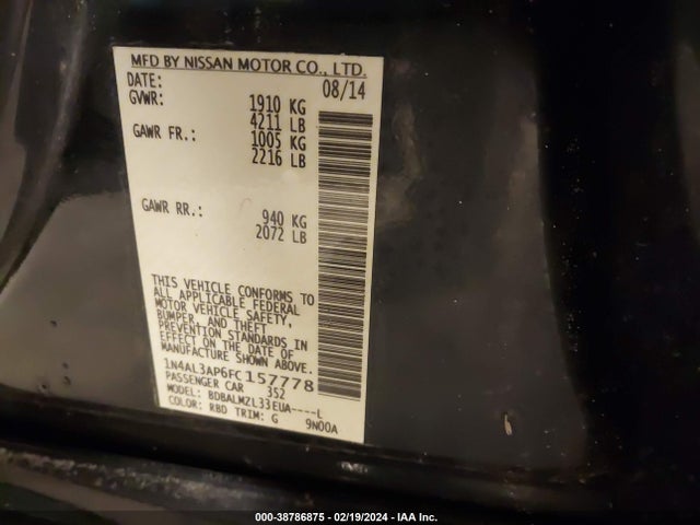 Nissan Altima 2.5 Sv 2015 1N4AL3AP6FC157778 Image 9