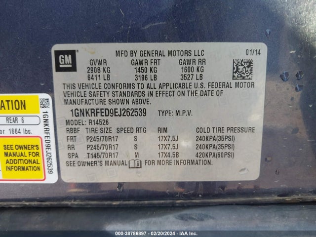 Chevrolet Traverse Ls 2014 1GNKRFED9EJ262539 Image 9