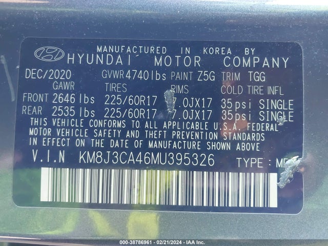 Hyundai Tucson Value 2021 KM8J3CA46MU395326 Image 9
