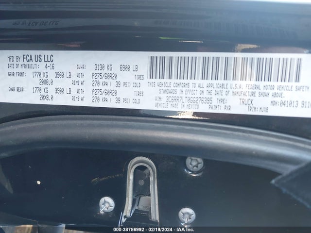 RAM 1500 Big Horn 2016 3C6RR7LT0GG276395 Image 9