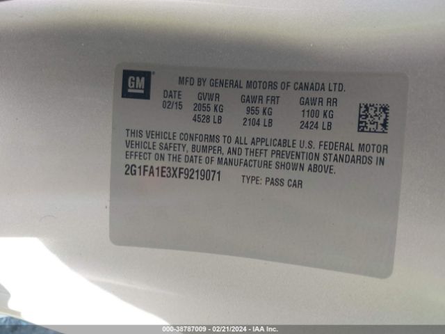 2G1FA1E3XF9219071 Chevrolet Camaro 1ls