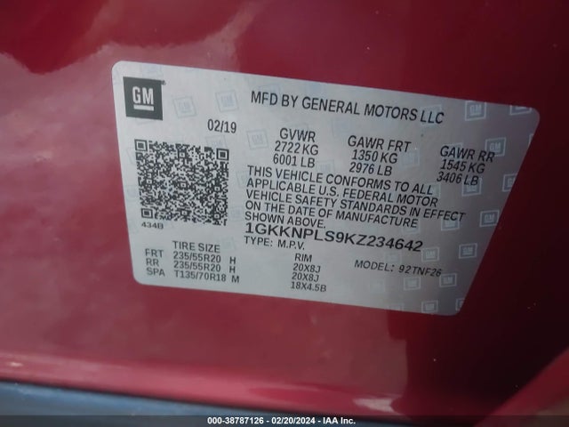 GMC Acadia Denali 2019 1GKKNPLS9KZ234642 Image 9