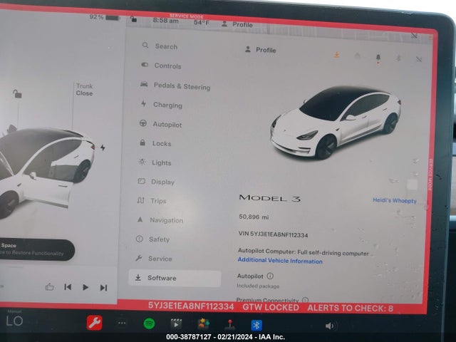 5YJ3E1EA8NF112334 Tesla Model 3 Rear-wheel Drive