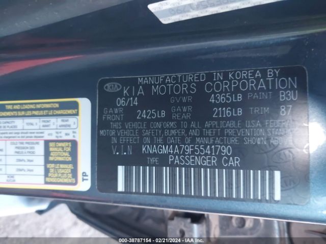 KNAGM4A79F5541790 KIA Optima Lx