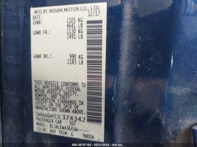 Nissan Maxima 3.5 Sl 2018 1N4AA6AP2JC374342 Image 9